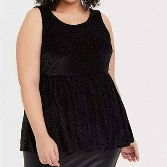 Torrid Velvet Burnout Leopard Peplum Tank Top 2/2X - Picture 1 of 15